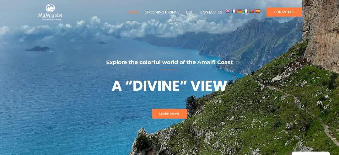 Amalfi Coast Hiking - Landing page - screen